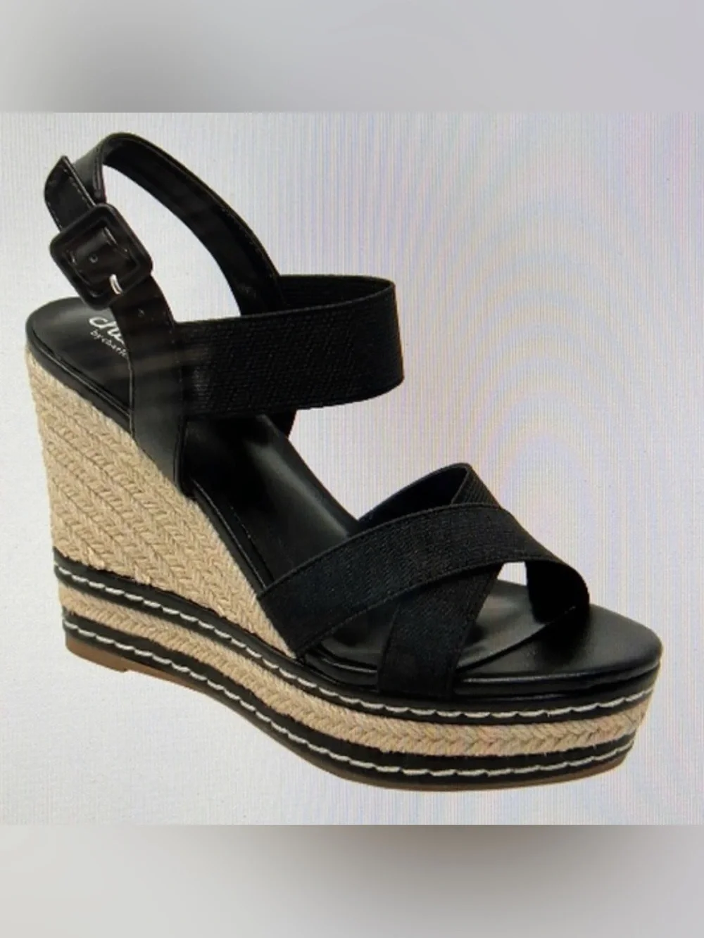 Charles By Charles David Black Espadrille Wedge Sandals